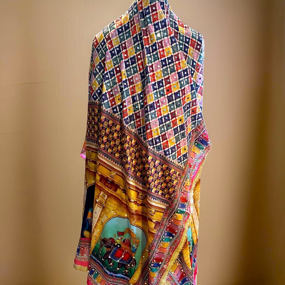 Colorful scarfs with mirrors, new